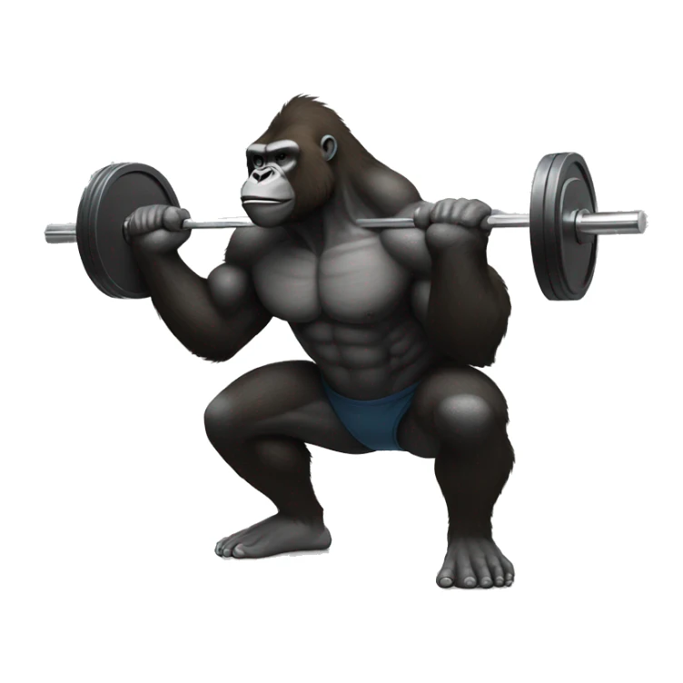 Gym gorilla doing a weighted squats with a barbell sticker
