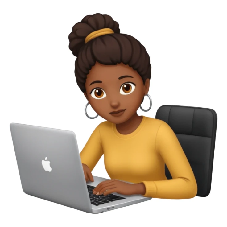 black girl working on a laptop sticker