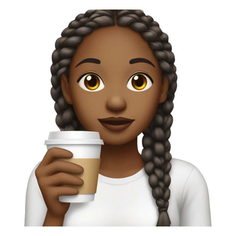 A African American girl with medium knotless braids sipping coffee  sticker