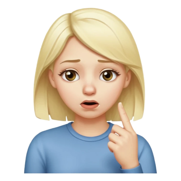 white blonde girl holding her nose with her index finger and thumb because something stinks  sticker