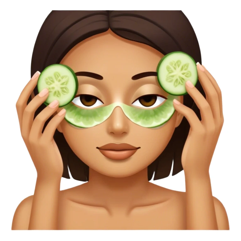 Spa day facial with cucumber slices covering eyes sticker