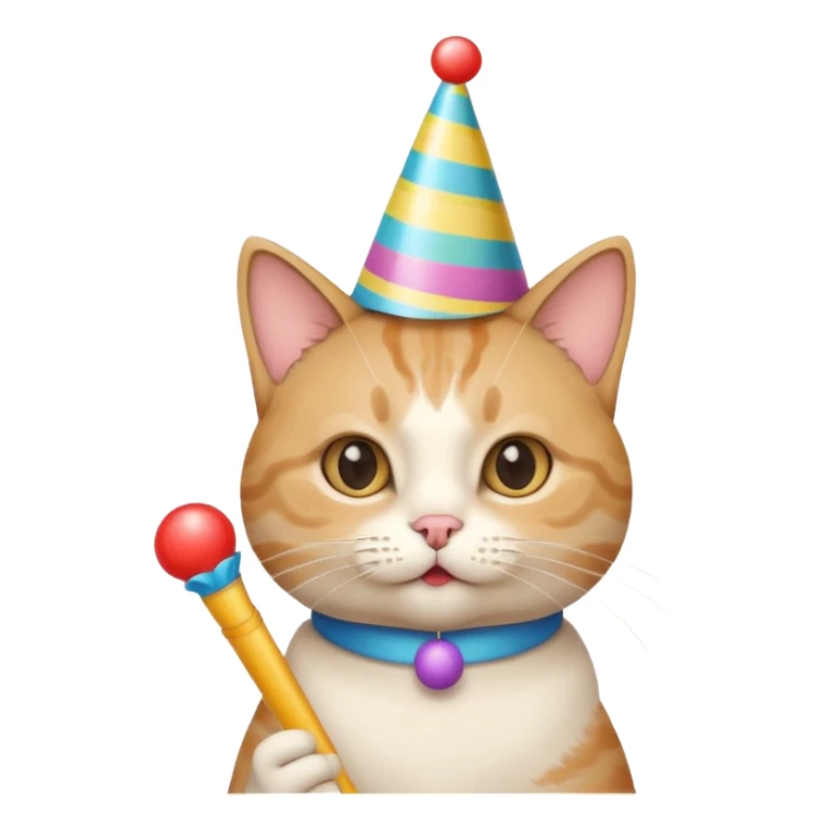 Cat with party hat and party blower sticker