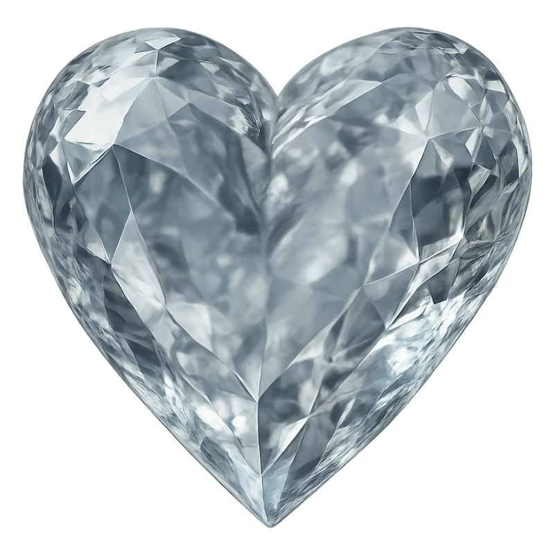 heart with a crystal clear texture, realistic digital art style, no background sticker