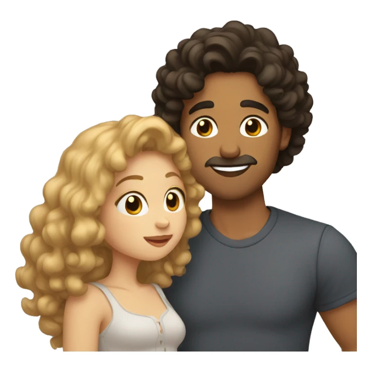 pale long brown-haired man kissing a tan man with curly black hair  sticker