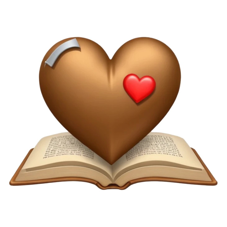 Broken Brown satin heart with book sticker
