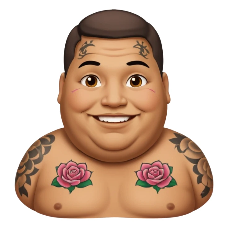 obese man with lots of face tattoo sticker