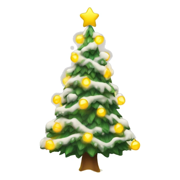 Christmas tree with snow on it and yellow lights sticker