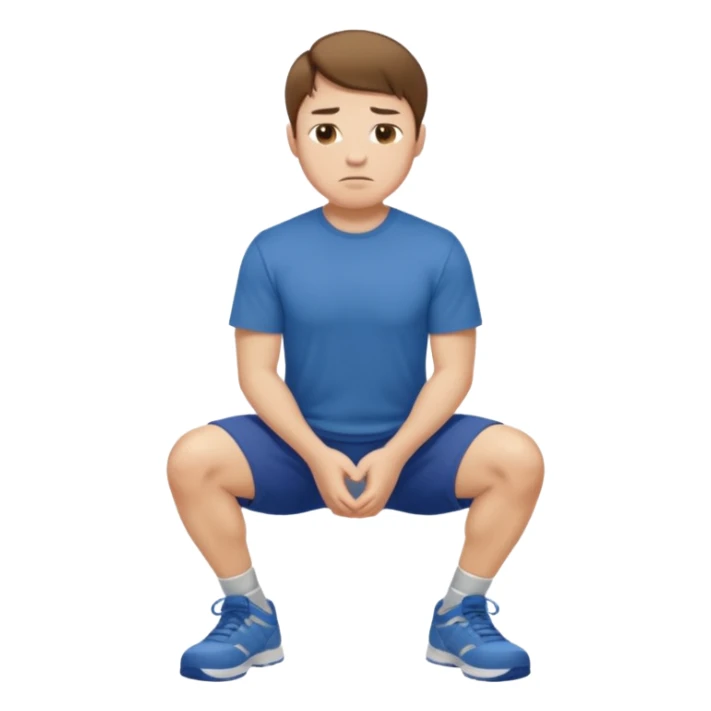 Make a normal wieght guy facing forward squatting with a t-shirt on sticker