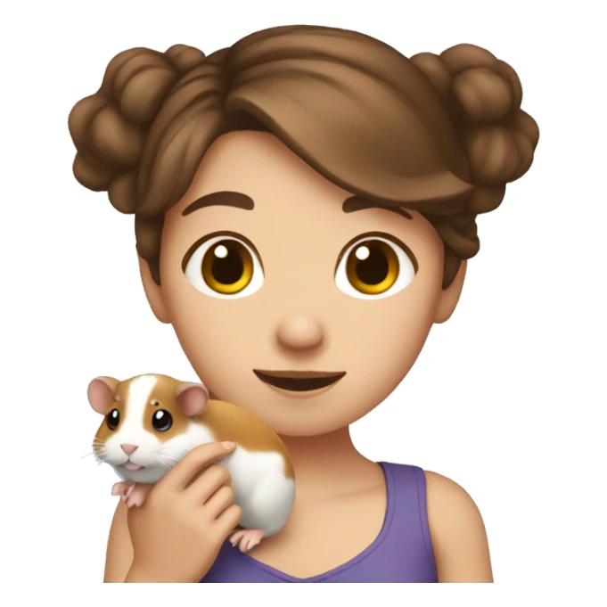 girl with brown hair holding a hamster  sticker