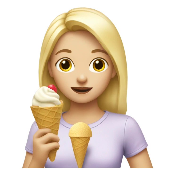 Blonde girl eating ice cream sticker