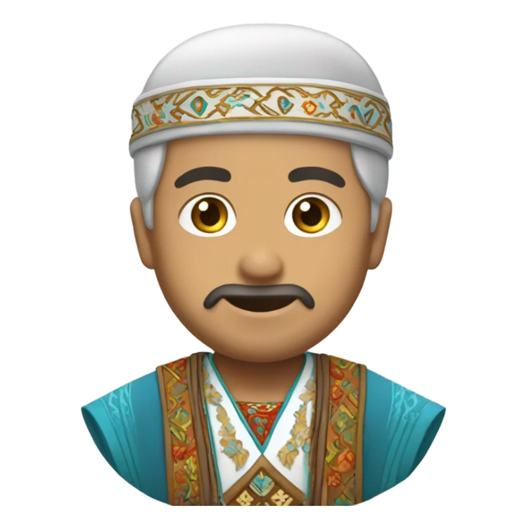 Human emoji dressed in turkic national clothes  and says hello sticker