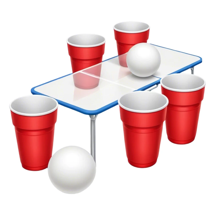 beer pong with a couple cups and white ping pong balls sticker