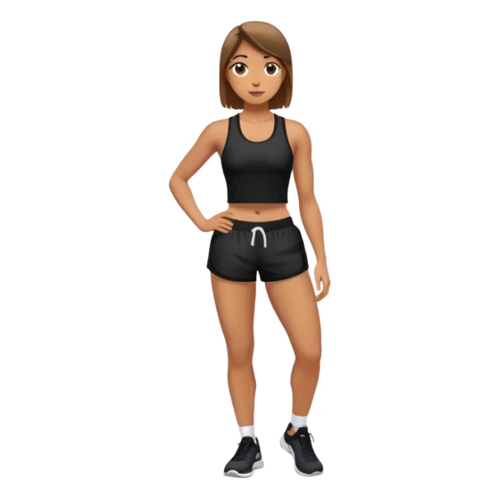 front view of full legs female with black gym shorts sticker