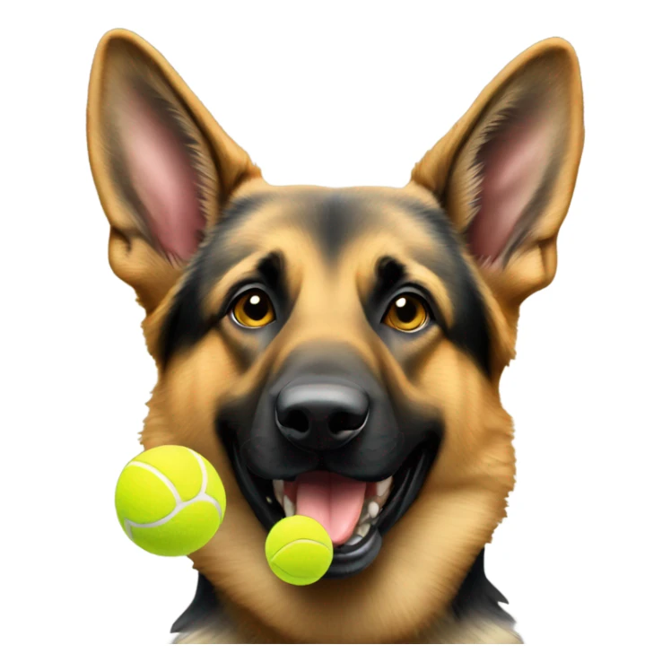 German shepherd with tennis ball in mouth sticker