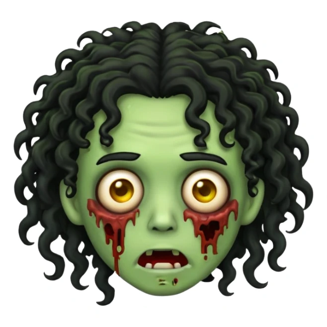 zombie emoji with black curly hair sticker