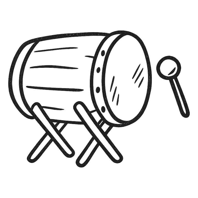 tung tung sahur, hand drawn black outline style, simple, clear lines sticker