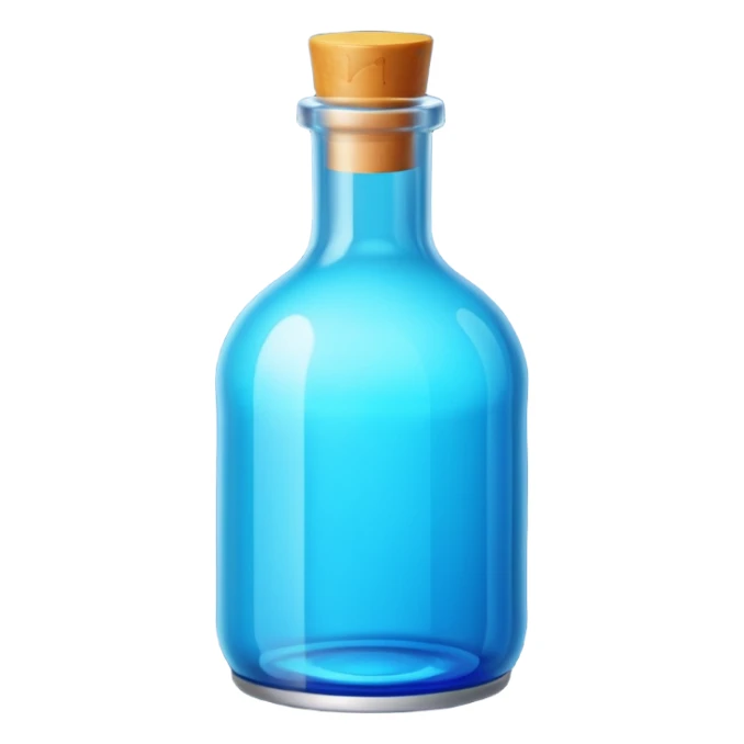 a blue motion tiled to the left, with a round glass bottle no handle, neon  sticker