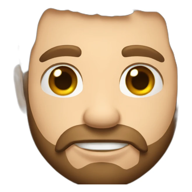 man with brown hair and beard and rhino horn sticker