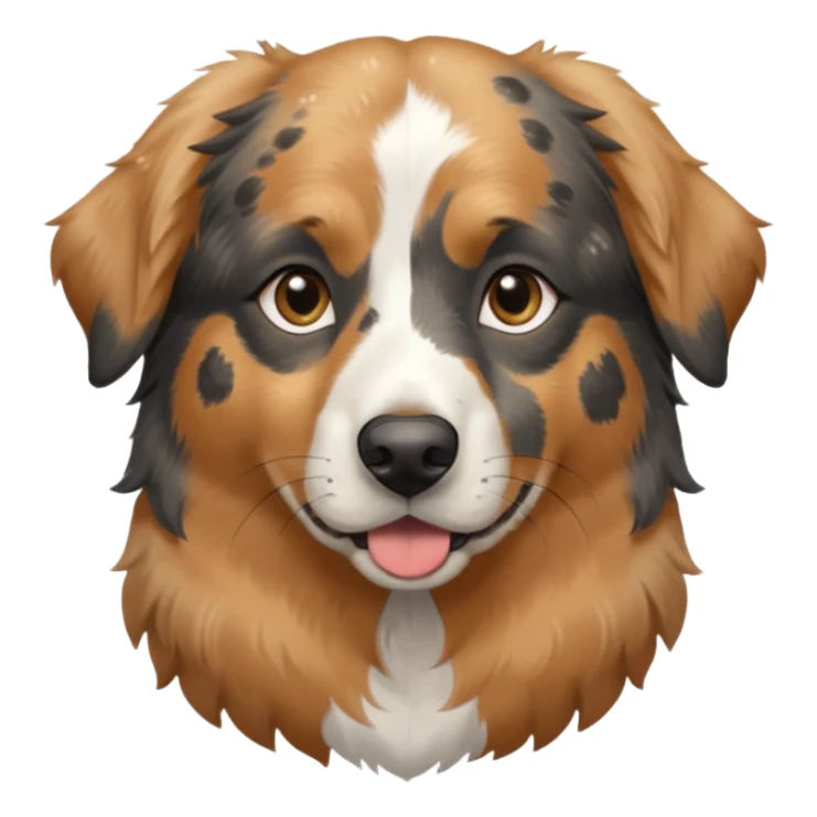 Australian Shepherd golden retriever tan eyebrows around nose and mouth black and speckled grey fur on chest. No white  sticker