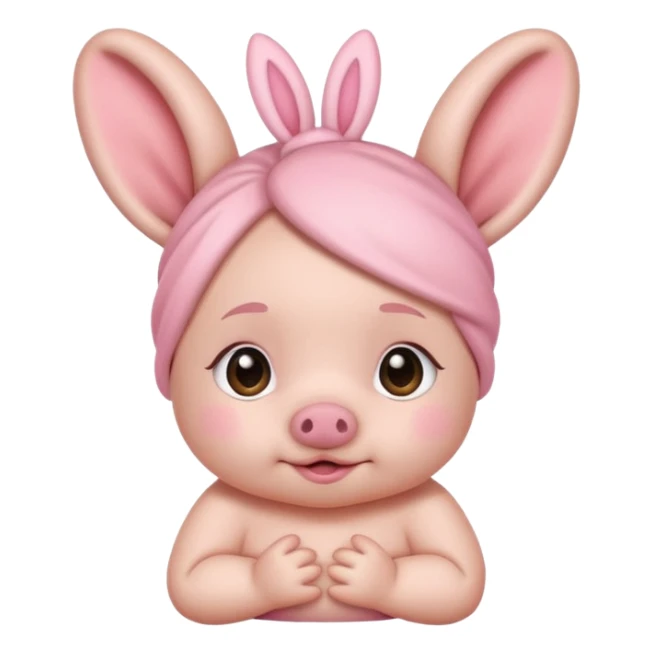 bunny ear accessory wearing baby piggy bun hair sticker