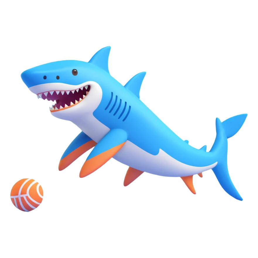 blue shark with blue Nike tennis shoes sticker