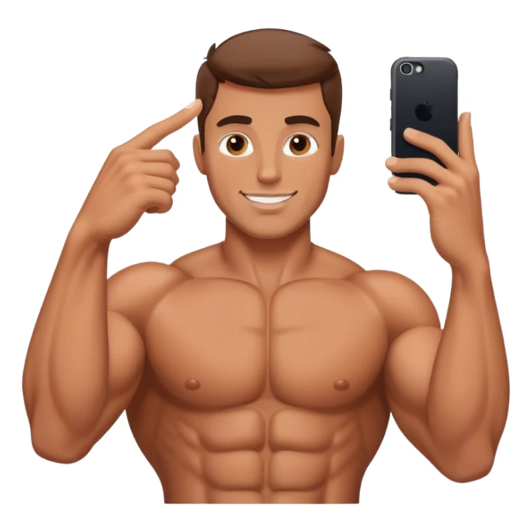 muscular male taking selfie sticker