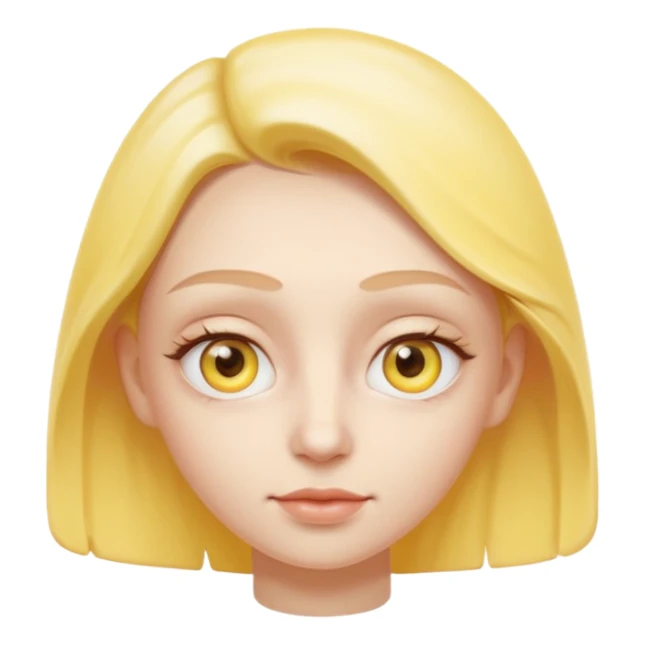 Create a high-quality iPhone-style emoji of a white person's face, with yellow eye cream clearly applied under both eyes, realistic shading and smooth gradient colors, cute rounded 3D cartoon style, subtle and natural facial expression, simple white background, high-resolution.
 sticker