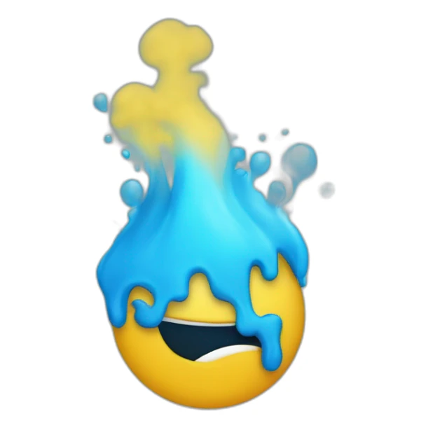 Emoji jaune qui souffle de la fumée bleu sticker