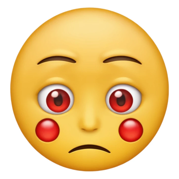 An emoji with red round eyes  with lyi tired face! sticker