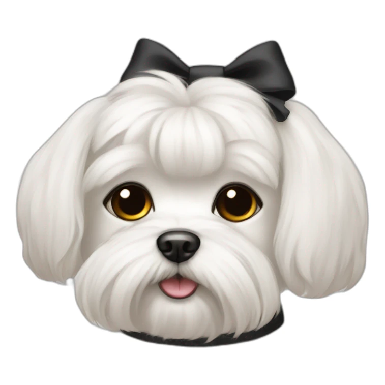 Maltese dog female with a hair bow and black eyes, sticker