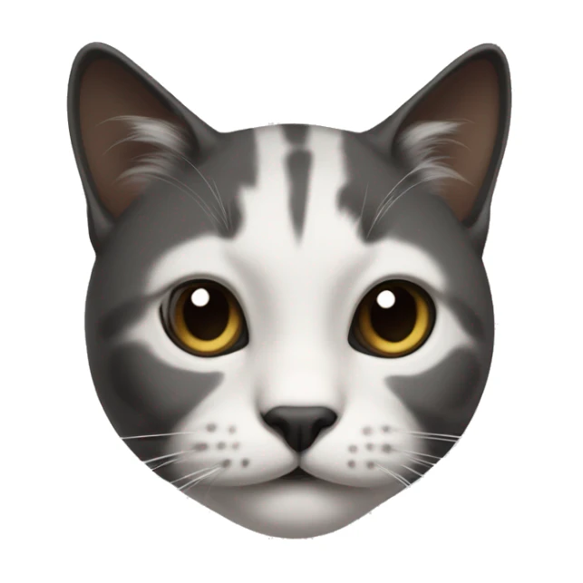 Cat with clear white face, with a black mustache-shaped spot under the nose and a little on nose. Big Dark patches on the forehead and around the ears  sticker