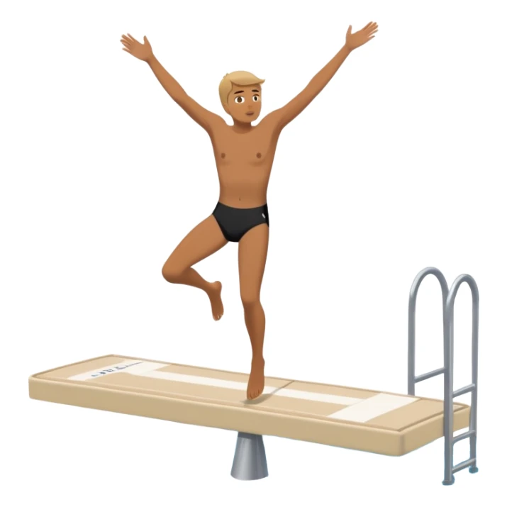 A person throwing himself off of a diving board, looking nervous. Below them is a pool of water labeled “Confidence.” Instead of hesitating, they count 5-4-3-2-1 and jump in, representing taking action despite fear. sticker