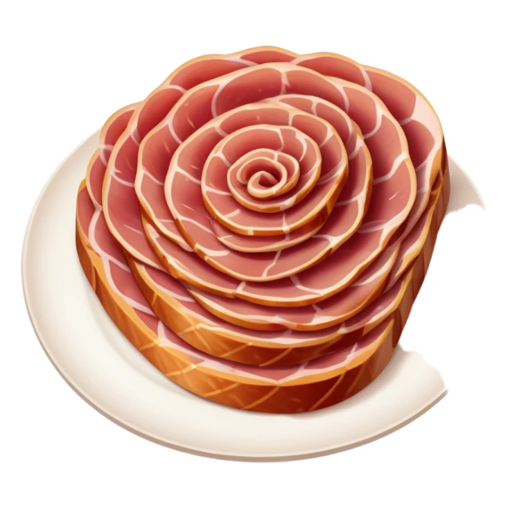 Cinematic Realistic Jam√≥n Serrano Dish Emoji, depicted as delicate, air-cured ham sliced thinly rendered with detailed textures and natural, inviting lighting. sticker