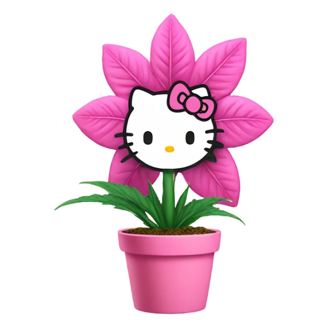 marijuana plant in a pink hello kitty flower pot sticker