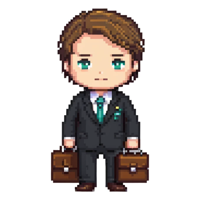 chibi businessman in suit with briefcase sticker