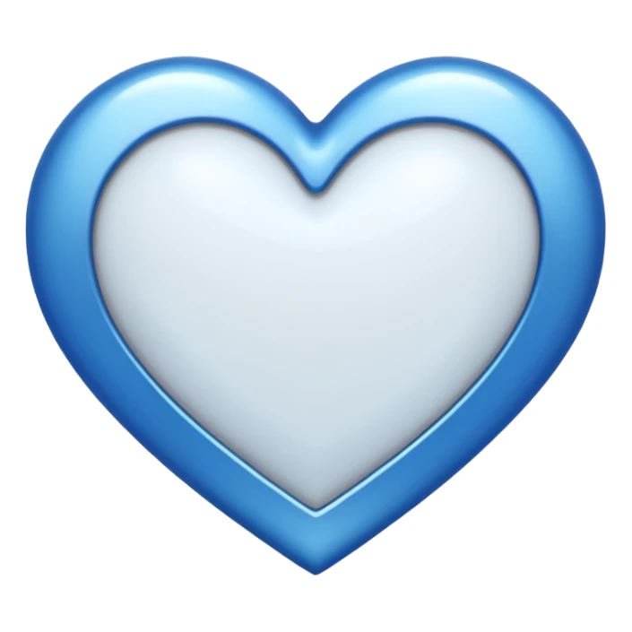 white heart with a metallic blue outline sticker