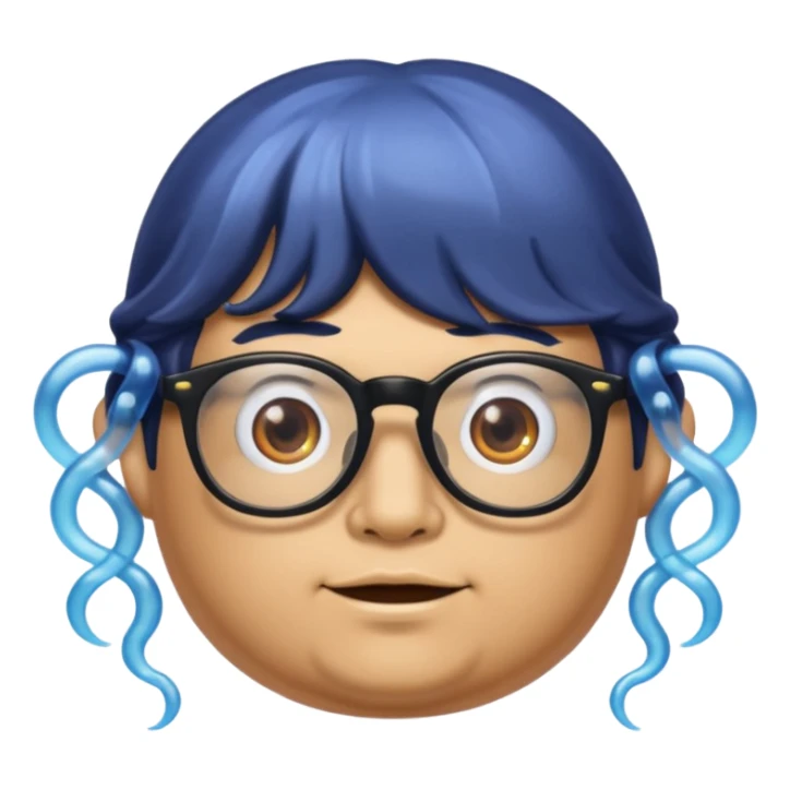 make a guy from portugal that has glasses and has a good jawline and a little cheeky cheeks and black hair that spreads like sauce and make him glossy and shiny sticker