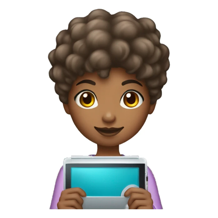  haired dark light skin girl playing nintendo ds sticker