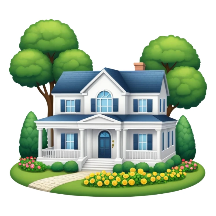 Casa Blanca de un piso con jardín sticker