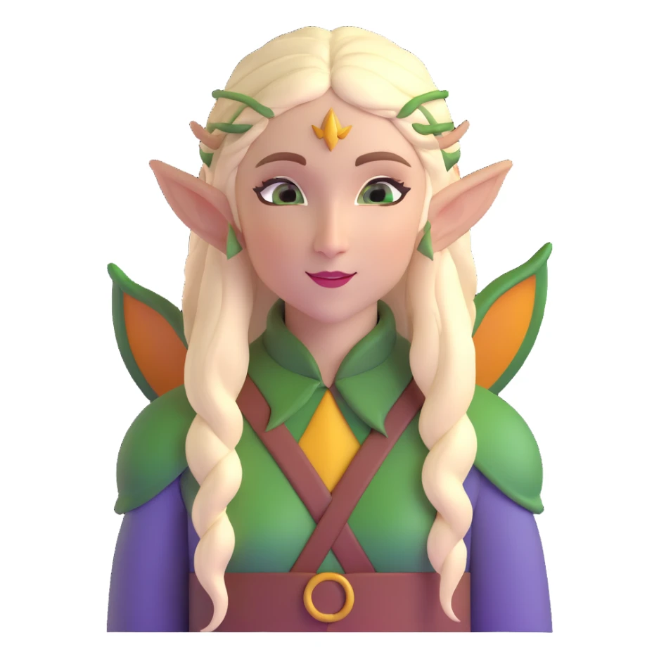 female elf with long hair and pointed ears sticker
