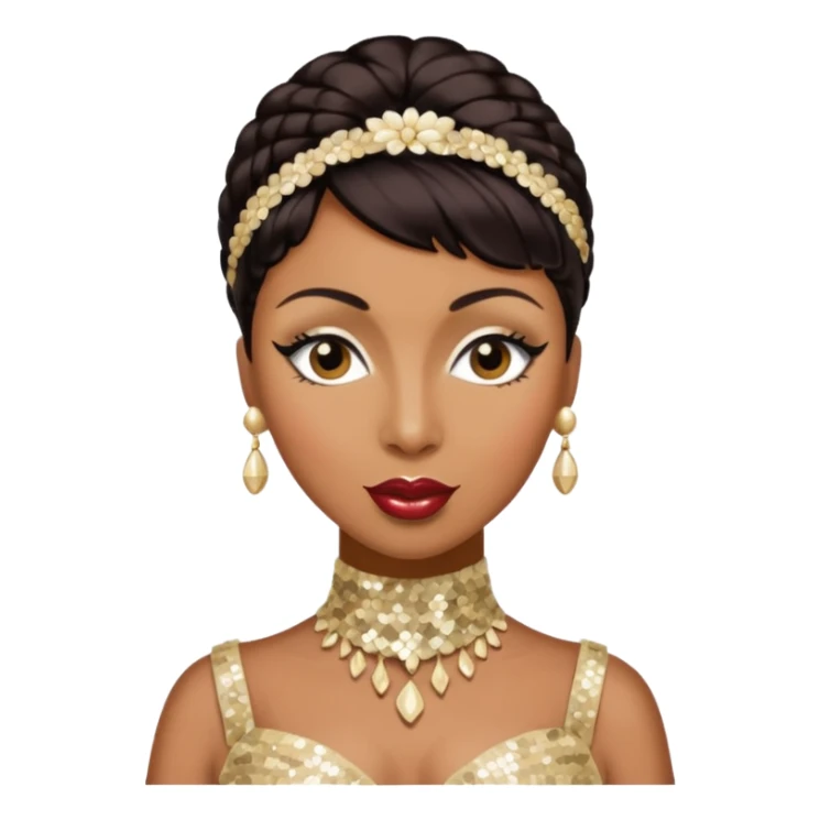 Josephine Baker with dark brown hair, cream sequin outfit sticker