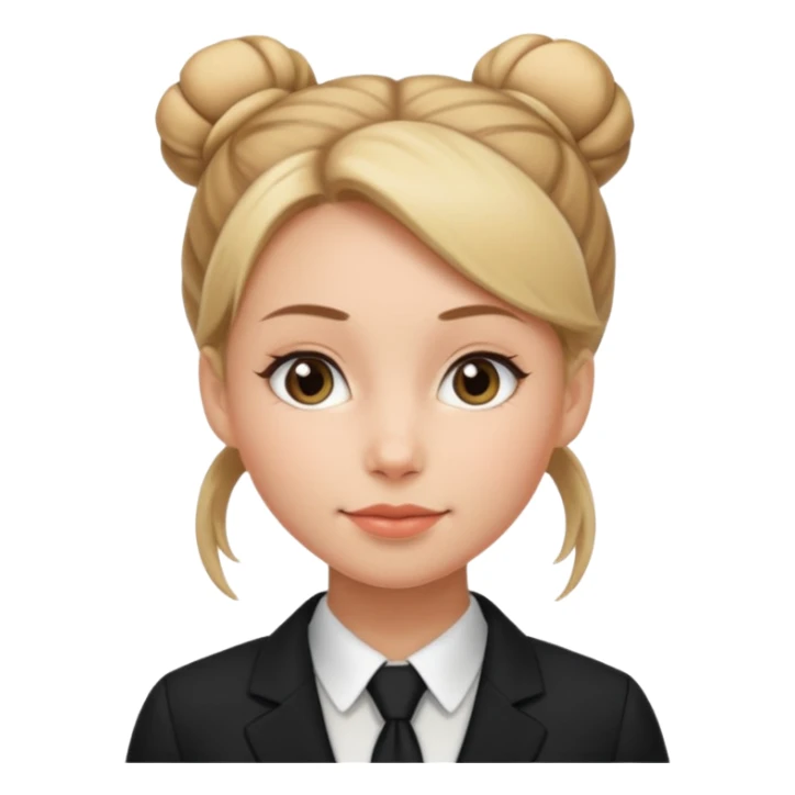 woman with bun hair with black suit sticker