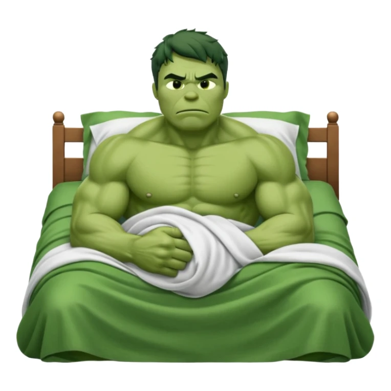 Incredible hulk sleeping lying down in bed under blanket eyes closed sticker