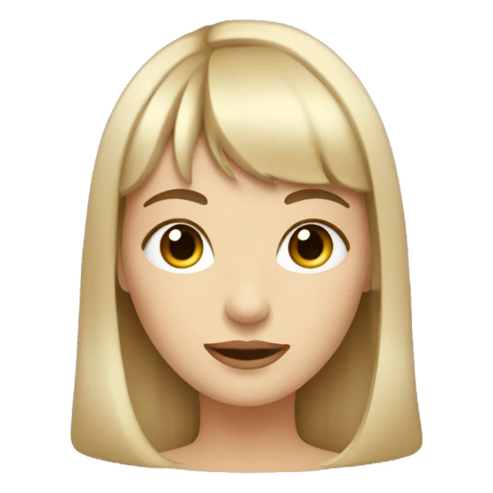 White women with vintage bangs and long light brown hair sticker