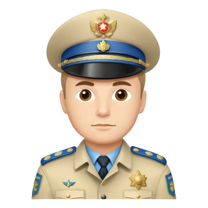 Russian policeman with traditional Russian police hat and uniform sticker