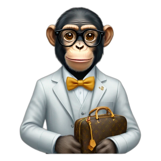 chimp professor with glasses and louis vuitton clothing  sticker