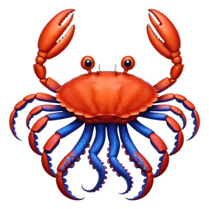 a red crab with two claws and a blue octopus are friends sticker