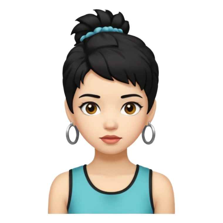 girl In Sleeveless, black hair, funky. sticker