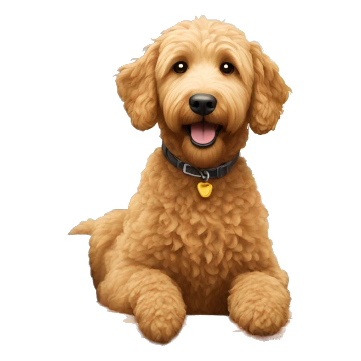 golden doodle riding in a low truck sticker