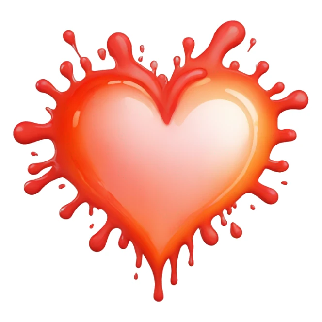 bleeding red heart glowing red-orange with splatter sticker